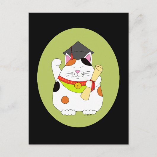 Carte Postale Faire-part Chat de la Chance diplômé (Devant)