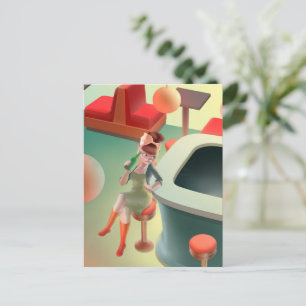 Carte Postale Faire-part Chat élégant avec bouteille assise au bar