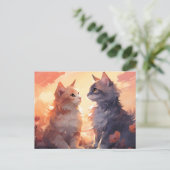 Carte Postale Faire-part Chat Love Romance Aquarelle Whispers (Debout devant)