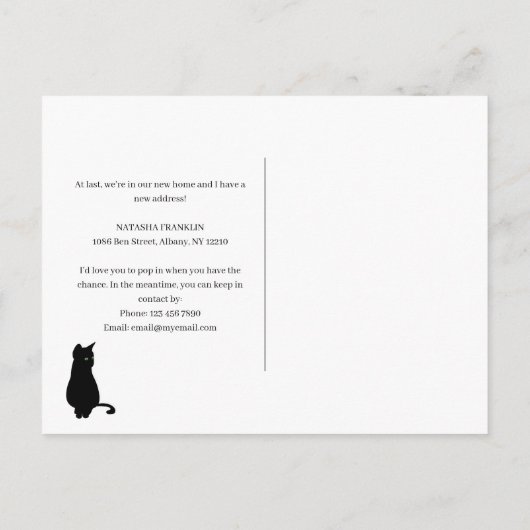 Carte Postale Faire-part Chat Nouveau Adresse Déplacé Moderne (Dos)