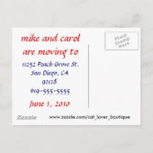 Carte Postale Faire-part Chaton dans une décapotable rouge (Dos)