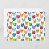 Carte Postale Faire-part Chats aquarelles et amis (Devant / Derrière)