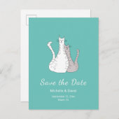 Carte Postale Faire-part Chats branchés dessin mariage Enregistrer la date  (Devant / Derrière)