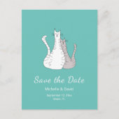 Carte Postale Faire-part Chats branchés dessin mariage Enregistrer la date  (Devant)