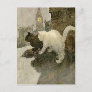 Carte Postale Faire-part Chats de la ville de Londres sur un toit vintage