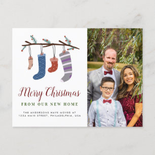 Carte Postale Faire-part Chaussettes Mignonnes Joyeux Noël Nouvelle Maison