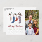 Carte Postale Faire-part Chaussettes Mignonnes Joyeux Noël Nouvelle Maison (Devant / Derrière)