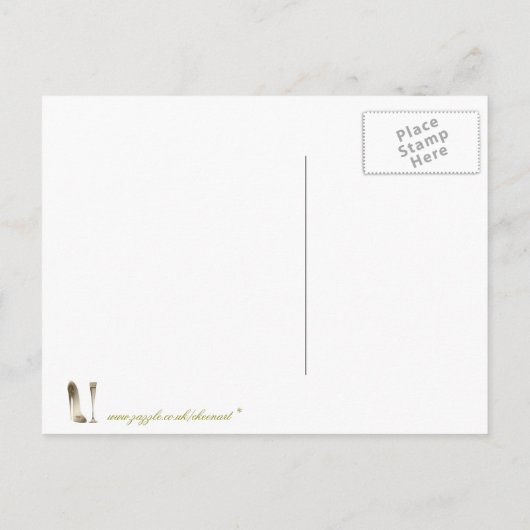 Carte Postale Faire-part Chaussure Stiletto et Champagne (Dos)