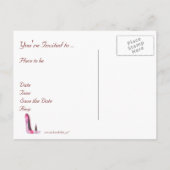 Carte Postale Faire-part Chaussure Stiletto Rose et Art Lipstick (Dos)