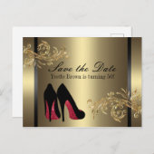 Carte Postale Faire-part Chaussures De Danse Rouge - Enregistrer La Date (Devant / Derrière)