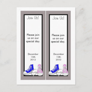 Carte Postale Faire-part Chaussures Signets Blue/Pink Save the Date