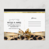 Carte Postale Faire-part Cheetah Leopard Bow en or noir Imprimer Enregistre (Dos)
