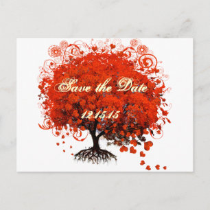 Carte Postale Faire-part Chemises de mariage à l'arbre rouge, cadeaux, auto