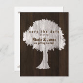 Carte Postale Faire-part Chêne Blanc Bois Rustique Enregistrer La Date Cart (Devant / Derrière)
