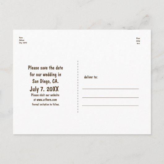 Carte Postale Faire-part Chêne Blanc Bois Rustique Enregistrer La Date Cart (Dos)