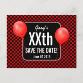 Carte Postale Faire-part CHÈQUES NOIR ROUGE Ballons Chaque année Anniversai (Devant)