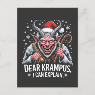 Carte Postale Faire-part Cher Krampus, je peux expliquer Noël Santa