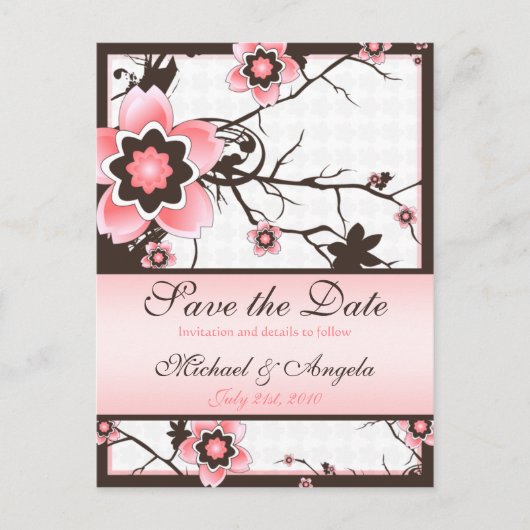 Carte Postale Faire-part Cherry Blossom Moderne Personnalisé Enregistrer La (Devant)