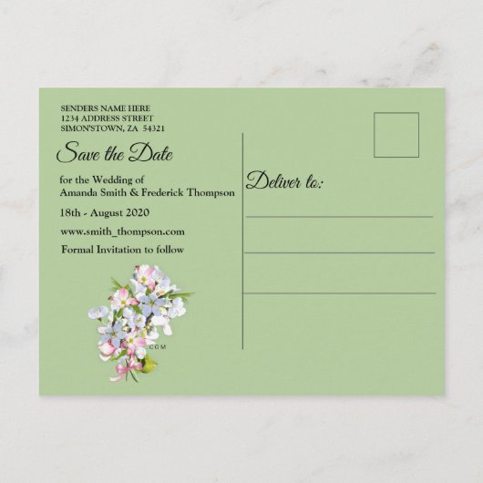 Carte Postale Faire-part Cherry Blossoms Enregistrer la date (Dos)