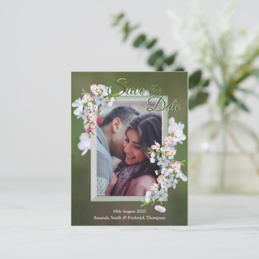 Carte Postale Faire-part Cherry Blossoms Enregistrer la date (Debout devant)