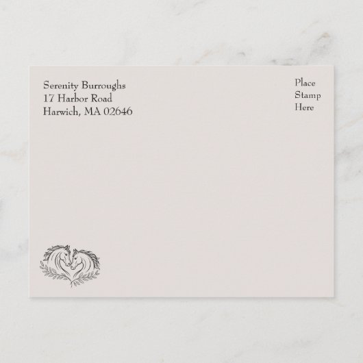 Carte Postale Faire-part Cheval Marié Rustique Élégant Mariage campagnard (Dos)