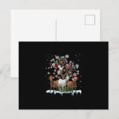 Carte Postale Faire-part Chèvre de Noël sur arbre Chèvre de Père Noël (Devant / Derrière)