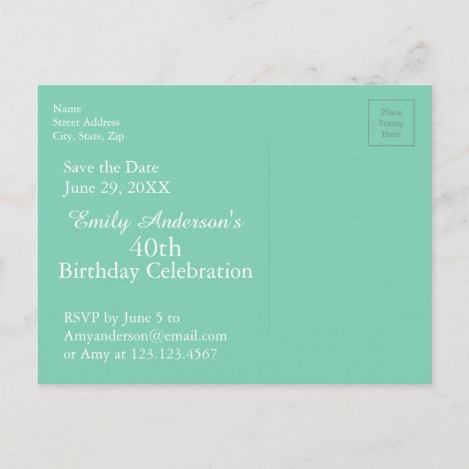 Carte Postale Faire-part Chevron 40e anniversaire Enregistrez la date Chois (Dos)