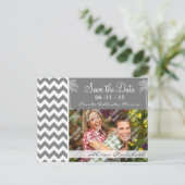 Carte Postale Faire-part Chevron gris foncé; Palme tropicale (Debout devant)