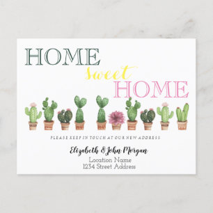 Carte Postale Faire-part Chez Moi,Cactus Floral Nouvelle Adresse