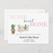 Carte Postale Faire-part Chez Moi Doux Chez Moi, Annonce Fleur de Cactus (Devant / Derrière)