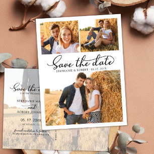 Carte Postale Faire-part Chic 3 Photo Collage Mariage Budget Enregistrer La