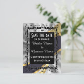 Carte Postale Faire-part Chic argent or et noir, date à retenir (Debout devant)