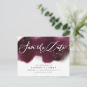 Carte Postale Faire-part Chic Bourgogne Or Paillettes Mariage Enregistrer l (Debout devant)