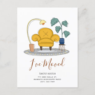 Carte Postale Faire-part Chic Couch Jaune Salon Nouveau Accueil Déménagemen