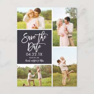 Carte Postale Faire-part Chic Enregistrer La Date 4-Photo Collage