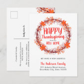 Carte Postale Faire-part Chic Fall Wreath Bon thanksgiving Holiday Moving (Devant / Derrière)