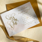 Carte Postale Faire-part Chic Feuille 50e anniversaire Enregistrer la date
