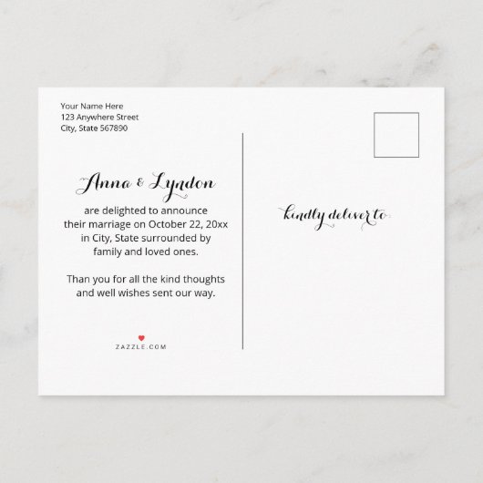 Carte Postale Faire-part Chic Flourish | Mariage Happily Ever After (Dos)