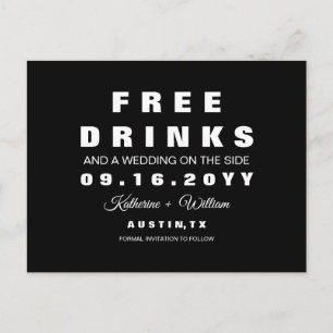 Carte Postale Faire-part Chic Funny Boissons gratuites Mariage Enregistrer