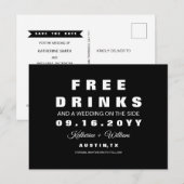 Carte Postale Faire-part Chic Funny Boissons gratuites Mariage Enregistrer (Devant / Derrière)