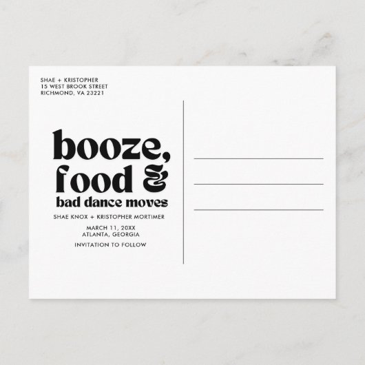 Carte Postale Faire-part Chic Mariage Photo verte Enregistrer la date (Dos)