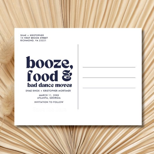 Carte Postale Faire-part Chic Mariage Photo verte Enregistrer la date