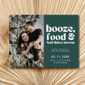 Carte Postale Faire-part Chic Mariage Photo verte Enregistrer la date