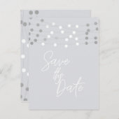 Carte Postale Faire-part Chic moderne Chic blanc Éclairer la date (Devant / Derrière)