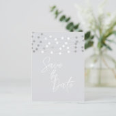 Carte Postale Faire-part Chic moderne Chic blanc Éclairer la date (Debout devant)