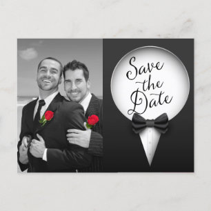 Carte Postale Faire-part Chic Moderne Élégant Gay Smoking Photo Save the Da