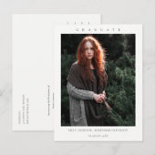 CARTE POSTALE FAIRE-PART CHIC MODERNE MINIMALISTE PROPRE PHOTO DE FIN D'ÉTU (Devant / Derrière)