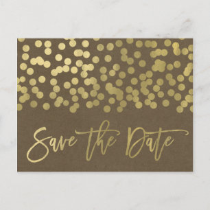 Carte Postale Faire-part Chic Moderne Rustique Kraft Sauvegarder la Date