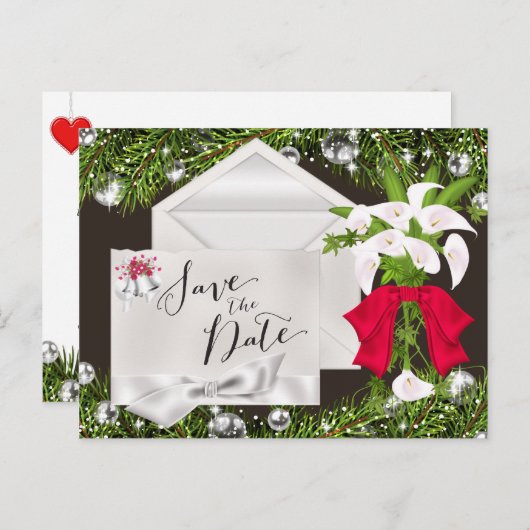 Carte Postale Faire-part Chic Noël Enregistrer la date (Devant / Derrière)