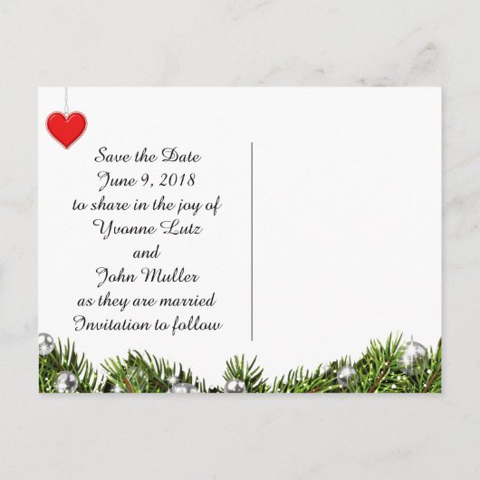 Carte Postale Faire-part Chic Noël Enregistrer la date (Dos)